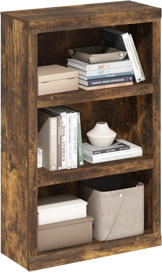 Furinno Rail Book Shelf, 3-Tier Classic Style Bookshelf, Bookcase with Open Shelf, 10.1 x 24.6 x 39, for Organization and Storage, for Living Room, Bedroom, Home Office, Amber Pine by Furinno-FitsYourSpaceFitsYourBudget
