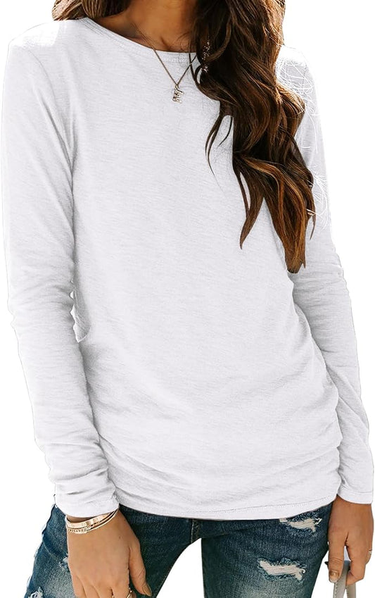 Sherosa Womens T Shirts Long Sleeve Crew Neck Shirts Basic Tee Tops Blouse by Sherosa