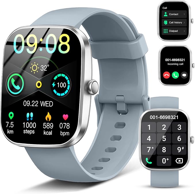 Smart Watch(Answer/Make Call), 1.91"HD Smartwatch for Men Women with Heart Rate/Sleep Monitor/Pedometer/Calories, 113+ Sports Fitness Watch Tracker, IP68 Waterproof Step Counter for Android iOS-Gray by Jugeman