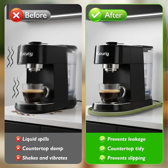 Silicone Coffee Mat,15.8"x 11.8"in Bar Mat for Countertop,Heat-Resistant,Non-Slip,Leak-Proof,Fit for Coffee Maker/Espresso Machine-Green - Image 4