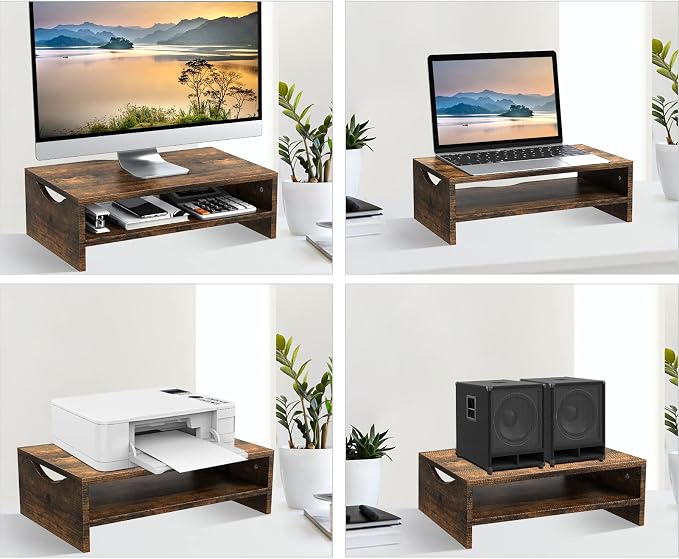 Zimilar Monitor Stand Riser, 2 Tiers Wood Laptop Computer Monitor Riser | for PC Screen, iMac, Desktop Screen Monitor Stand Riser with Storage for Home Office - Image 7