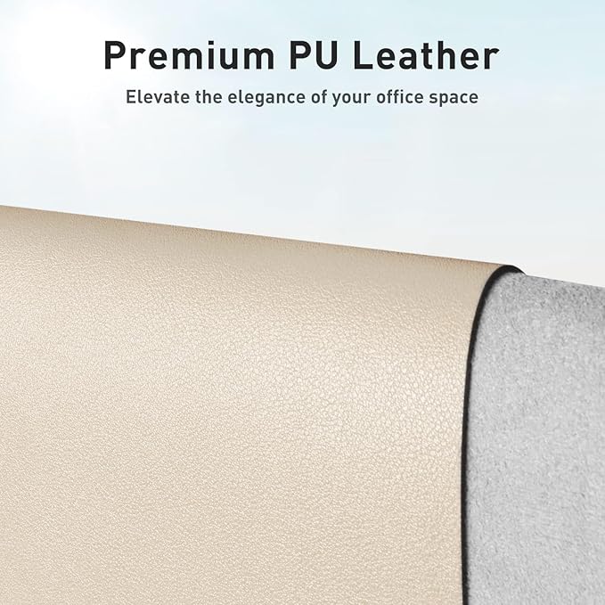 Aothia Faux Leather Desk Mat - Non-Slip PU Leather Desk Blotter, Waterproof Writing Surface, Large Desk Pad for Office & Home (Beige, 55" x 24") - Image 2