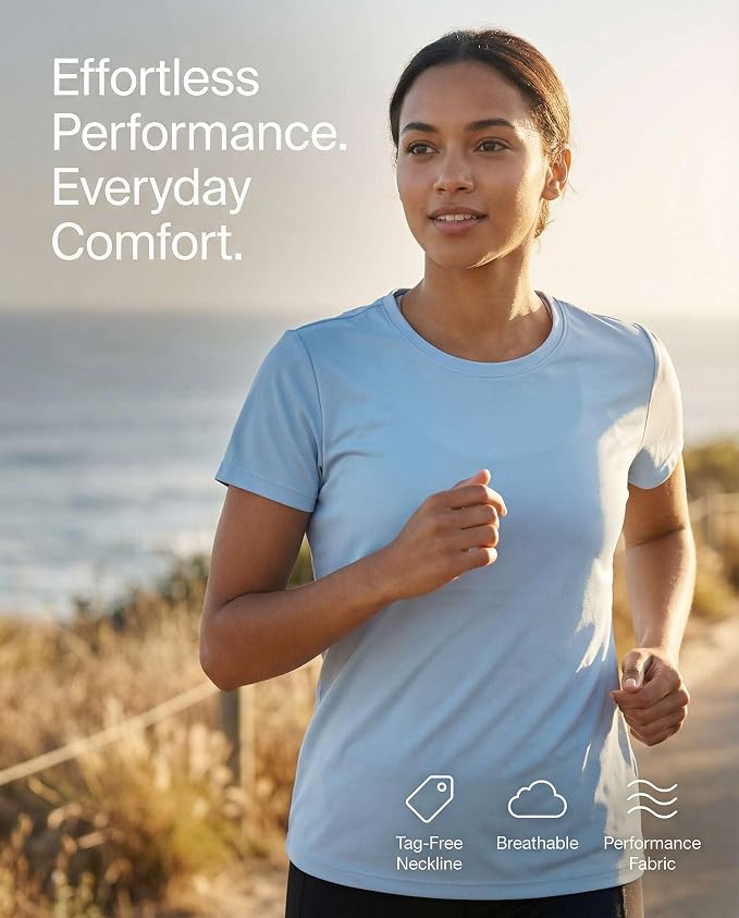 5 Pack Women's Dry Fit Short Sleeve Athletic Gym Workout Running Tops | Available in Plus Size, Exercise, Sports, Fitness, Quick Dry, Cooling, Moisture Wicking, Loose Basic Tees, Yoga, Pilates - Image 5