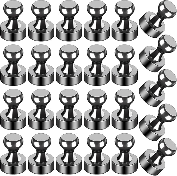 LOVIMAG Fridge Magnets 25Pcs, Magnet for Refrigerator Whiteboard, Black | Small Strong Neodymium Metal Cute Push Pin for Classroom, Kitchen, Accessories Decorative, Office, Calendar by LOVIMAG