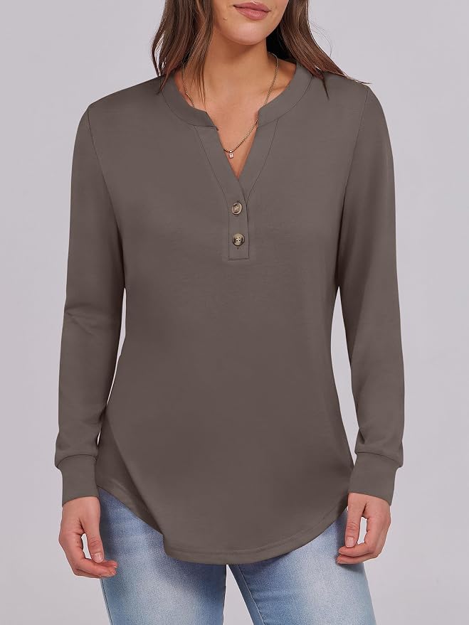 ANRABESS Women's Long Sleeve Shirts 2026 Spring Fashion Dressy Casual Tops Trendy Henley Blouses Cute Work Outfits Clothes - Image 4