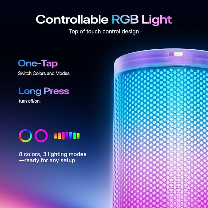 MAONO DGM20S USB Microphone for PC with Clear Voice & Noise Reduction | RGB Lighting, Tap-to-Mute, Gain Control, Monitoring and Boom Arm for Discord Gaming, Streaming, Content Creation.Purple - Image 6