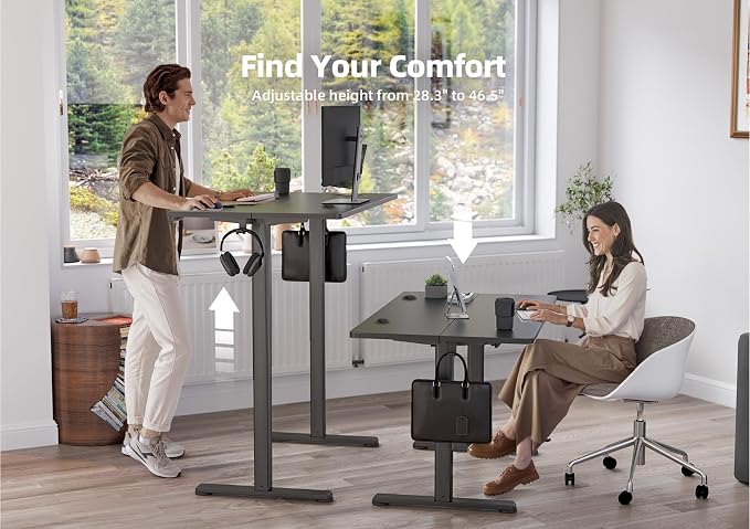 YDN 35 x 20 Inch Black Electric Standing Desk | Adjustable Height, Sit Stand, Cable Management, Ergonomic, Home Office - Image 5