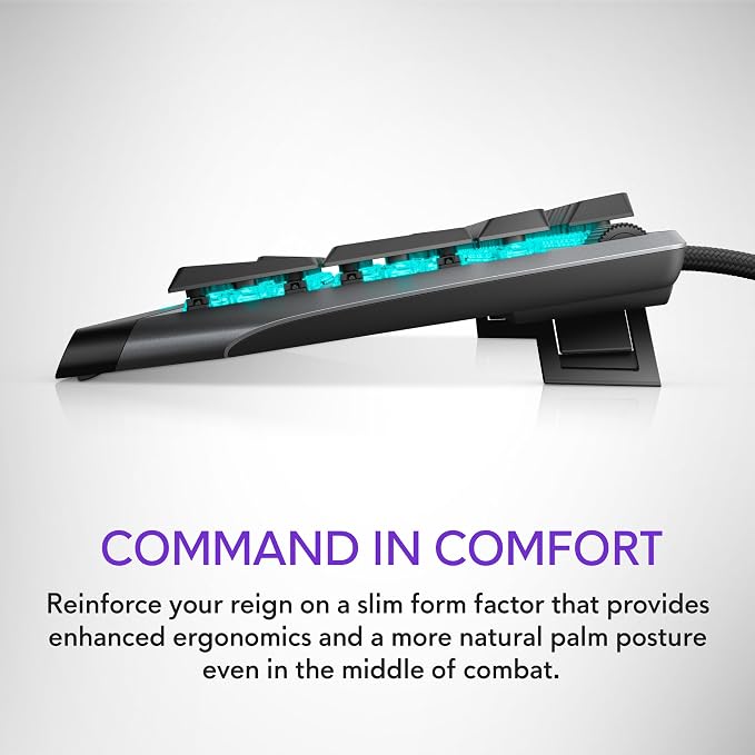 Alienware Low-Profile RGB Gaming Keyboard AW510K, AlienFx Per Key RGB LED Color Backlighting, Media CONTROLS & USB Passthrough, Cherry MX Low Profile Red Switches | USB, Numeric Keypad, Adjustable Height, Media Hot Keys, Dark Side of the Moon, Gaming R... - Image 4