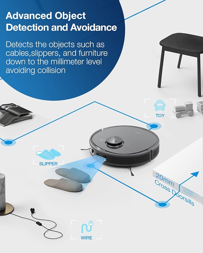Ecovacs Deebot T8 Robot Vacuum and Mop Cleaner, Precise Laser Navigation, Multi-floor Mapping, Intelligent Object Avoidance, Full-customize clean, No-go and No-mop Zones, Auto-empty Station Compatible - Image 3