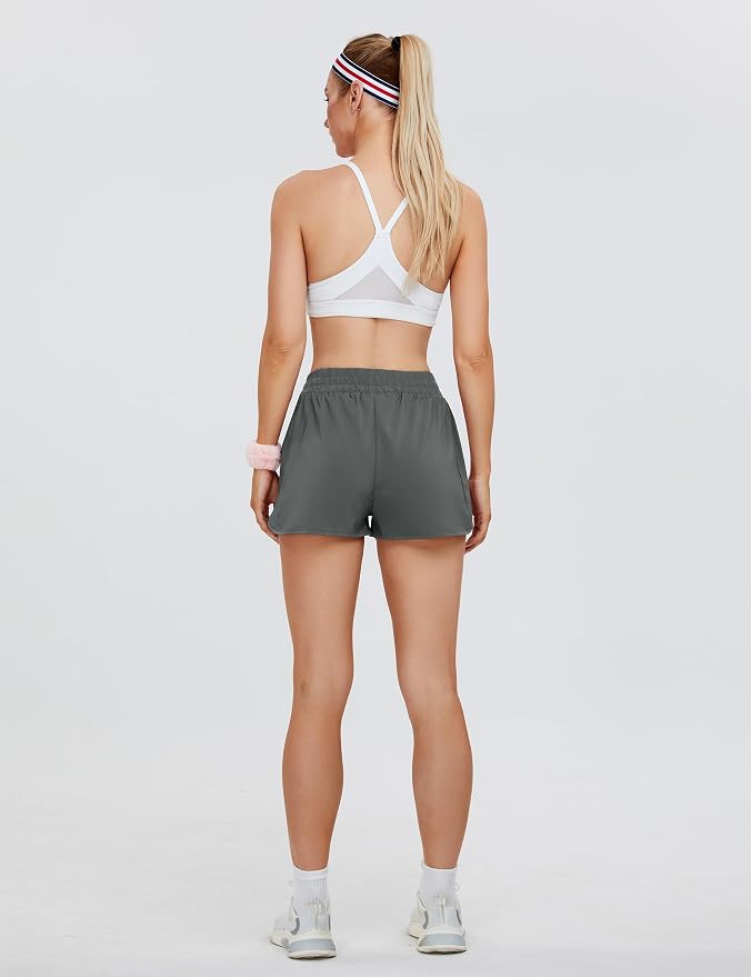 Blooming Jelly Women's Quick-Dry Running Shorts Workout Sport Layer Active Shorts with Pockets 1.75" - Image 2