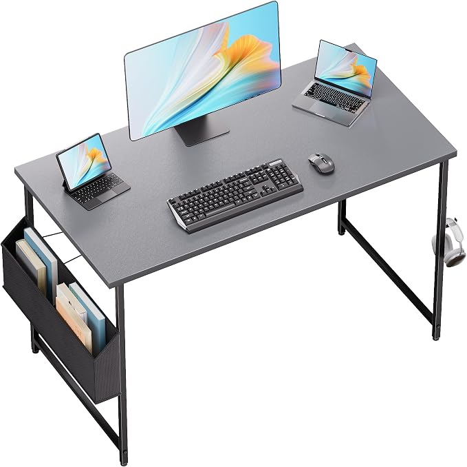 Pamray 47 Inch Computer Desk for Small Spaces with Storage Bag, Home Office Work Desk with Headphone Hook, Small Office Desk Study Writing Table by PAMRAY