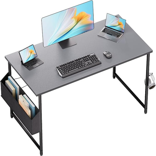 Pamray 47 Inch Computer Desk for Small Spaces with Storage Bag, Home Office Work Desk with Headphone Hook, Small Office Desk Study Writing Table by PAMRAY