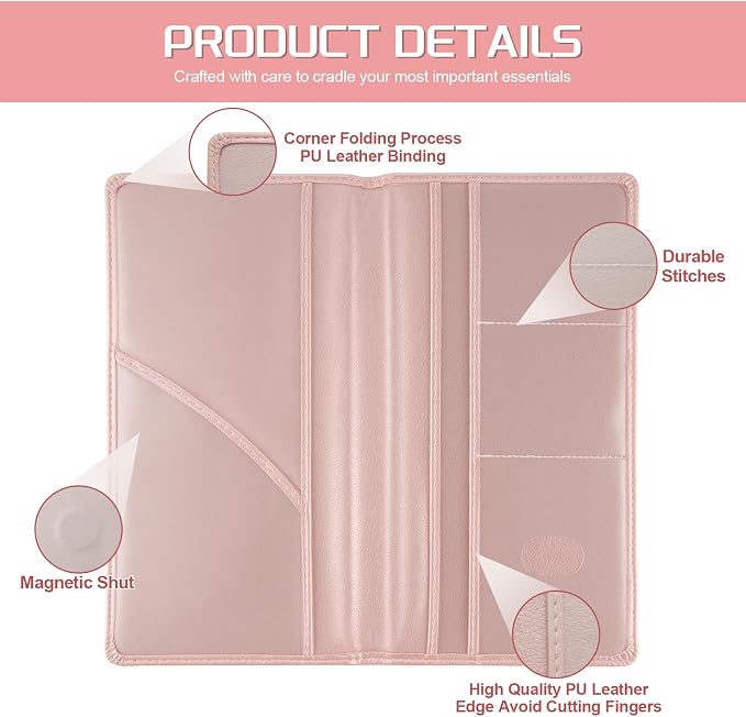 JUSTTOP 2Pack Car Registration and Insurance Holder,Car Document Holder for Cards License with Magnetic Shut,Vehicle Glove Box Car Organizer for Documents, Cards, License(Pink) - Image 3