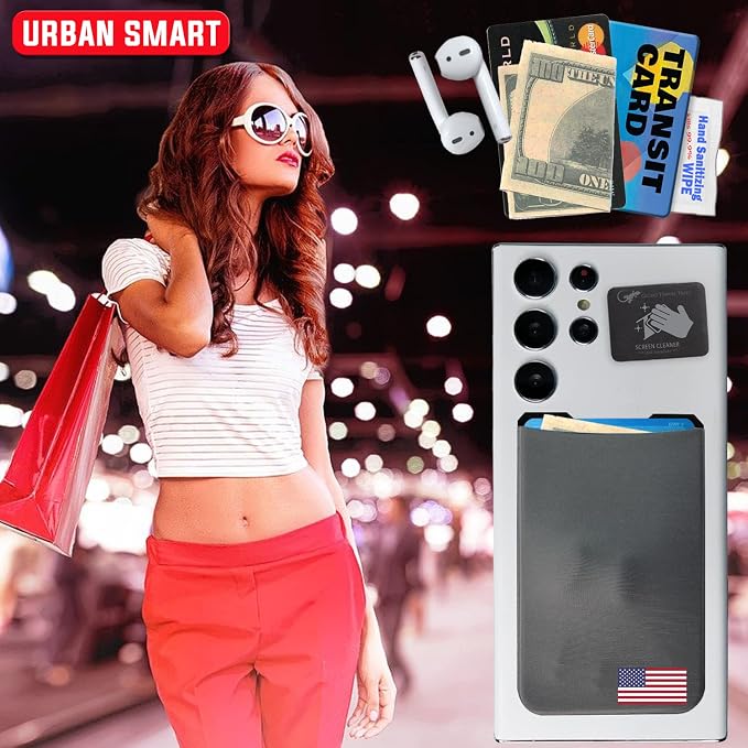 Phone Wallet - Adhesive Card Holder - Cell Phone Pouch - Stick on Lycra Pocket by Gecko - Carry Credit Cards and Cash - Image 4