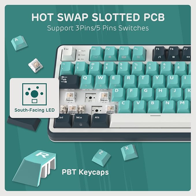 RK ROYAL KLUDGE S98 Wireless Mechanical Keyboard w/Smart Display & Knob | 96% Top Mount RGB Gaming Keyboard BT/2.4G/USB-C, Hot Swappable, Cushioned 5-Layer Noise Dampening, Massive Battery, 98 Keys - Image 6