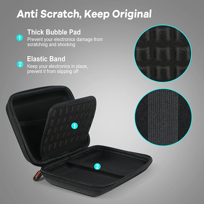 Shockproof Hard Shell Carrying Case for GPS, External Hard Drive, Power Bank, Charger, Cable, Heart Monitor, Cell Phone, Electronic Accessories - Larger Capacity Storage Pouch Travel Bag - Image 4
