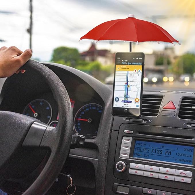 Phone Umbrella Stand, Sun Shade Mini Umbrella for Cell Phone with Adjustable Fist Style Suction Cup, Universal Anti-Glare Sun Visor for Outdoor - Image 4