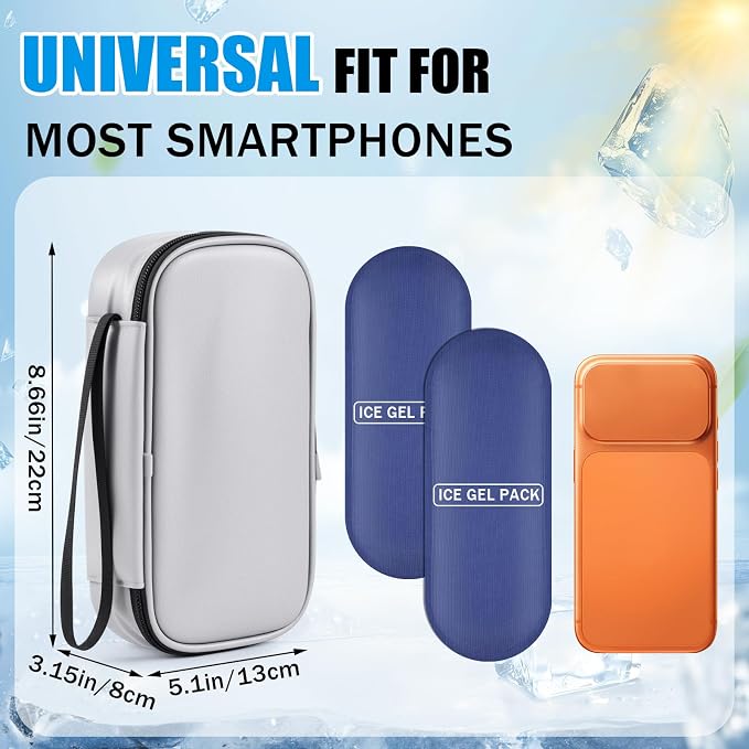 Phone Cooler Bag for Beach, Portable Phone Cooling Pouch with 2 Reusable Ice Packs, Keeps Cool in Extreme Heat for Car Pool Hiking, Extends Battery Life, Fits All Smartphones(Gray,PU) - Image 2