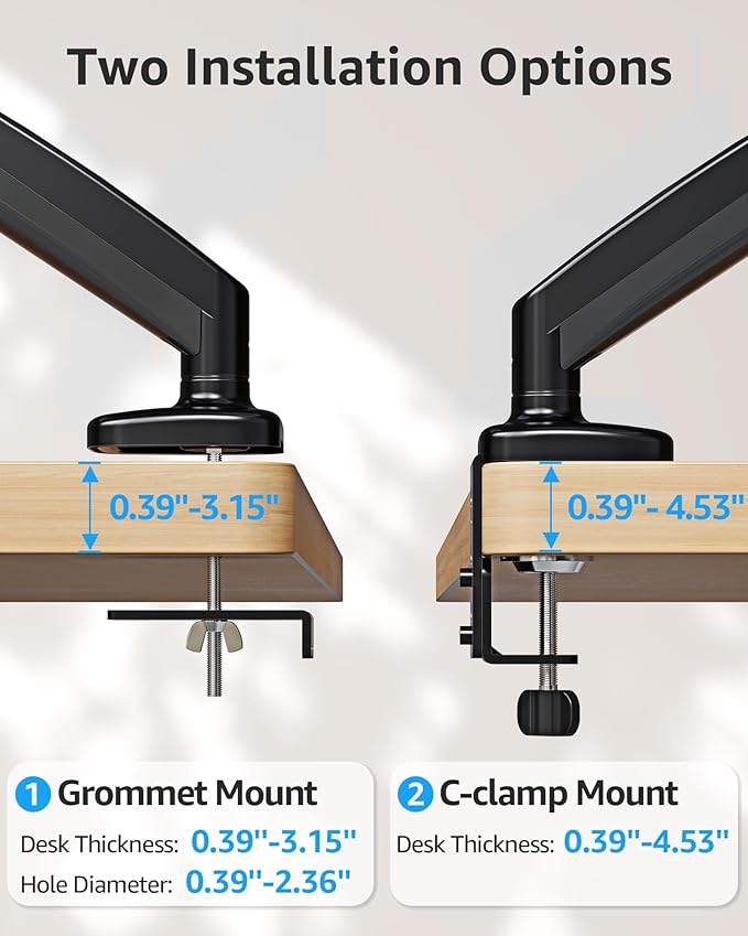 MOUNTUP Single Monitor Desk Mount Holds Screen up to 32 inch, Height Adjustable Monitor Arm, Full Motion Computer Monitors Stand with Clamp/Grommet Base, VESA Mounts Fit 4.4-17.6lbs Computer, Black - Image 6