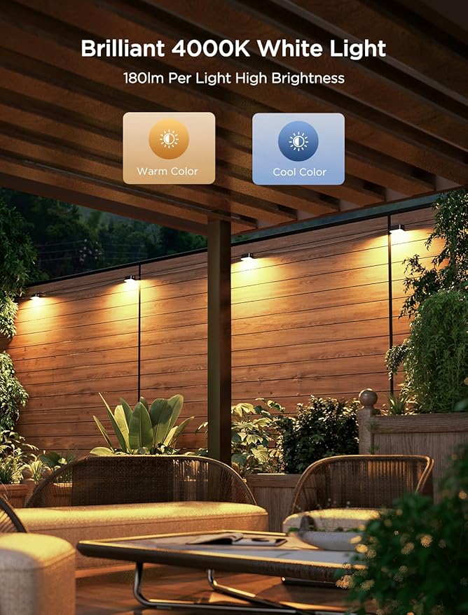 Govee 72ft RGBIC Outdoor Deck Lights, 4000K White Light, IP65 Smart Lights | 60+ scene modes, -4°F to 104°F, APP Remote or Voice Control, Work with Alexa, Matter, Google Home, Music Mode, Patio Decor - Image 3