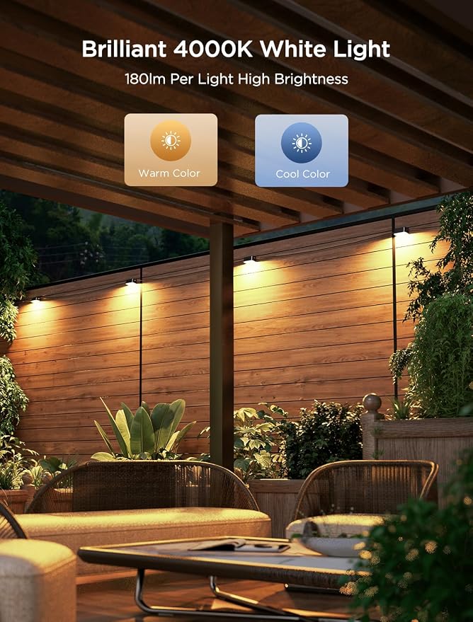 Govee RGBIC Outdoor Deck Lights, 4000K White Light, IP65 Smart Lights | 60+ scene modes, -4°F to 104°F, APP Remote or Voice Control, Work with Alexa, Matter, Google Home, for Outdoor Decor, 32.8ft - Image 3