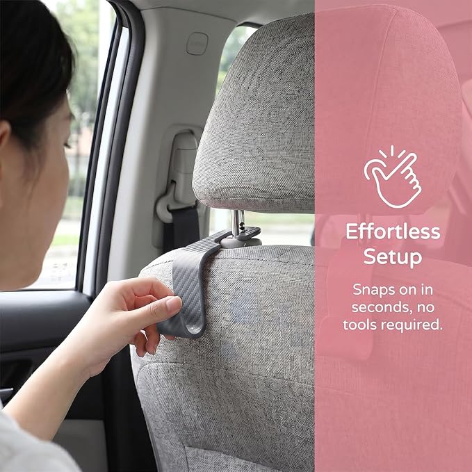4PCS Car Seat Headrest Hooks, Auto Back Seat Hanger Holder, Durable Stylish Vehicle Organizer Universal Car Interior Accessories, Storage Hooks for Purses, Bags, Clothes (Carbon Fiber/Grey) - Image 4