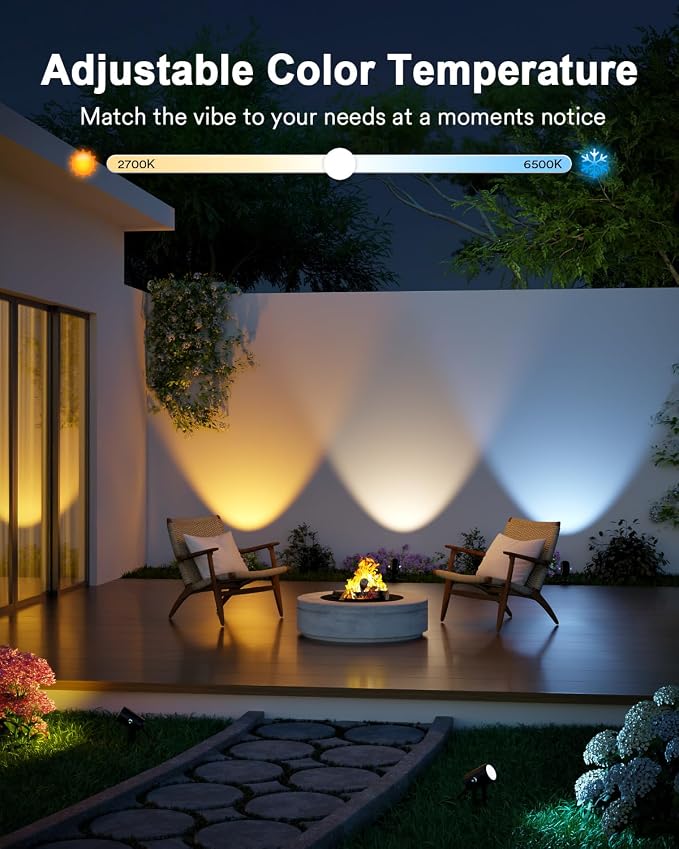 Lumary Smart Landscape Lights Gen2, 56FT Outdoor Spotlights, 6 Pack | RGBAIWW Color Changing, Warm White, IP65 Outdoor Rated, APP/Alexa/Google/Remote, 56FT Cable for Yard & Pathway - Image 7