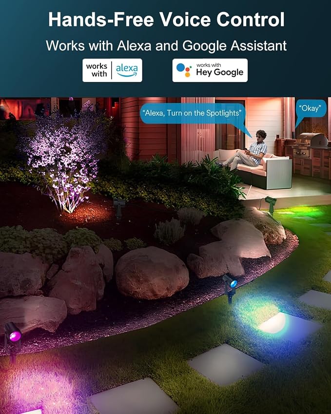 Ligency Smart Low Voltage Landscape Lights, 4-Pack RGBW Color Changing Outdoor Spotlights with Alexa & Google Control, IP65 Waterproof Landscape Lighting for Trees, Garden, Yard, Pathway & Holiday - Image 4