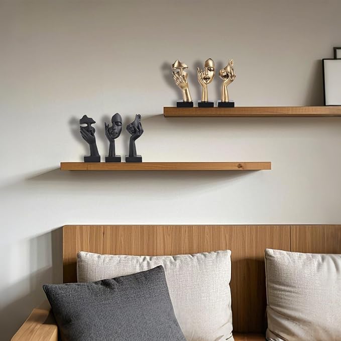 3 Pcs Thinker Small Statue Set - Black Art Abstract Home Accent Figurines for Decor Bedroom, Shelves, Living Room Coffee Table, Office Desktop (3 Pcs Black, 6") - Image 9
