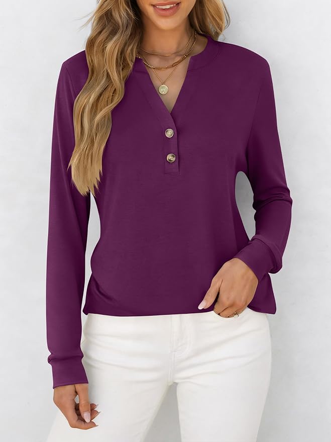 ANRABESS Women's Long Sleeve Shirts 2026 Spring Fashion Dressy Casual Tops Trendy Henley Blouses Cute Work Outfits Clothes - Image 3