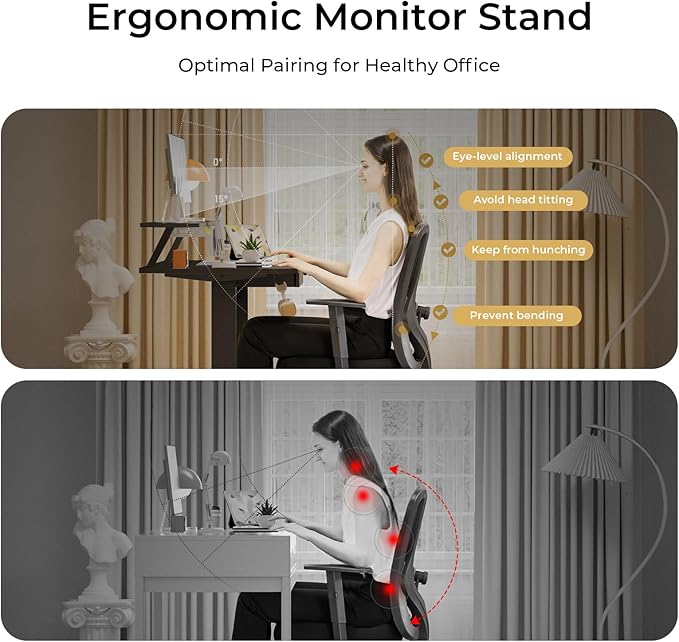 COMHOMA Electric Standing Desk with Drawers, 48 x 24'' Sit Stand up Desk with Monitor Stand, Laptop Stand, Height Adjustable Ergonomic Home Office Computer Desk with Memory Preset Controller (Black) - Image 6