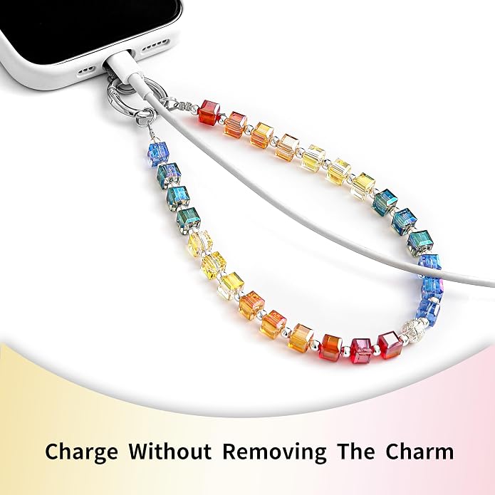 Phone Charm with Beaded Crystals, Anti-Theft Phone Strap, Hands-Free & Detachable Cellphone Lanyard, Cellphone Chain Wristlet with Tether Tab - Image 5