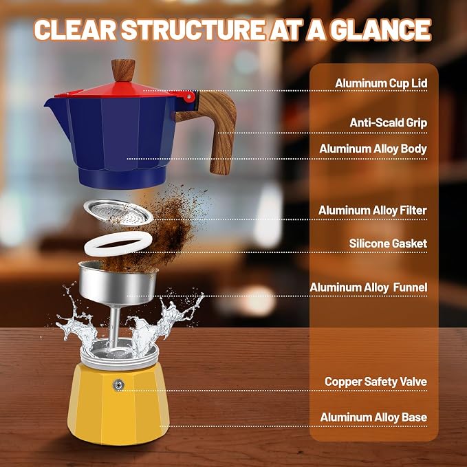 9 Cup Aluminum Espresso Stovetop Moka Pot Express Coffee Maker Percolator Italian Classic Mocha Coffee Machine for Italian and Cuban Cafe Brewing for Home & Camping 450ml 15oz - Image 3