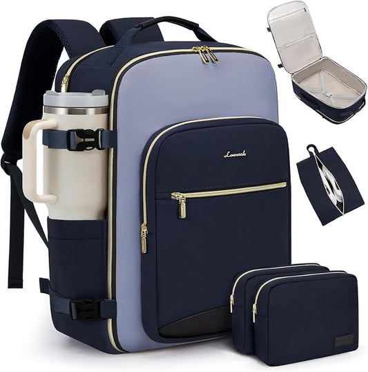 LOVEVOOK 50L Travel Backpack for Women & Men, Airline Approved Carry On Luggage with 3 Packing Cubes, TSA Overnight Bags, Waterproof Personal Item Bag, Weekender Essentials Backpacks fits 17" Laptop by LOVEVOOK