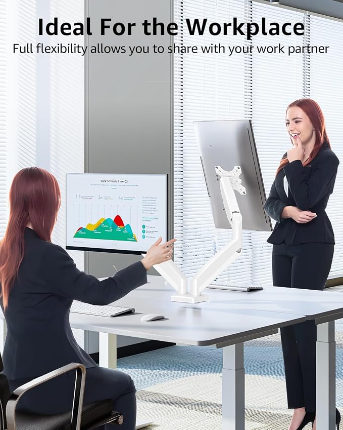 Dual Monitor Stand fits up to 32 inch, 4.4-19.8 lbs Computer Screens, Dual Monitor Desk Mount Height Adjustable, Monitor Arms for 2 Monitors, Home Office VESA Mounts, Freelift White - Image 8