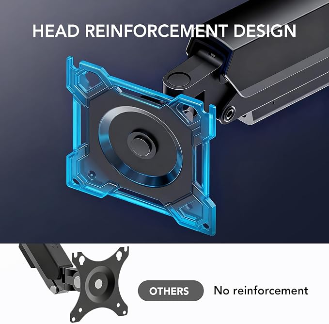 Dual Monitor Stand, Adjustable Monitor Desk Mount for 17″–32″ Computer Screens, Full Motion VESA 75x75/100x100 with C-Clamp & Grommet Aluminum Base, Each Arm Holds 4.4 to 20 lbs AX09DB201 - Image 5