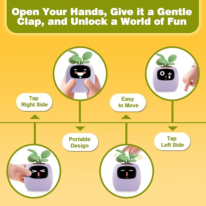 Smart Plant Pot with Visual Display – Soil Moisture, Water Level, Light & Battery Monitor, 80ml Self-Watering Reservoir, Supports 50+ Plants, Pomodoro Timer, Clock & Calendar (Purple) - Image 7