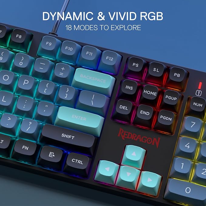 Redragon K582 SE Wired RGB Mechanical Gaming Keyboard, 104-Key, PBT Keycaps | 16.8M Color Immersive eSports Lighting Vibe, Quiet Keystrokes w/ Sound-Absorbing Foam, N-Key Rollover, Customize Software - Image 7