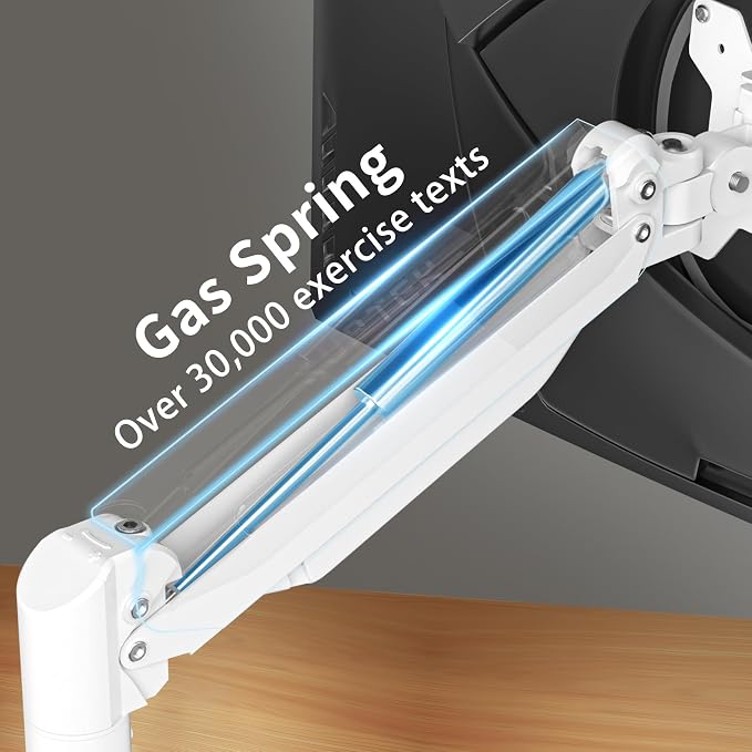 Suptek Monitor Mount Gas Spring Monitor Arm Desk Mount Fully Adjustable Fits 17 20 22 23 24 26 27 32 35 inch Monitors Weight Capacity up to 24.25 lbs, White - Image 2