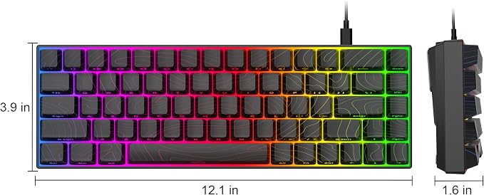 MageGee Portable 60% Mechanical Gaming Keyboard, RGB Backlit Compact 68 Keys Mini Wired Office Keyboard with Red Switches for Laptop PC Mac - Black Contour Lines - Image 9