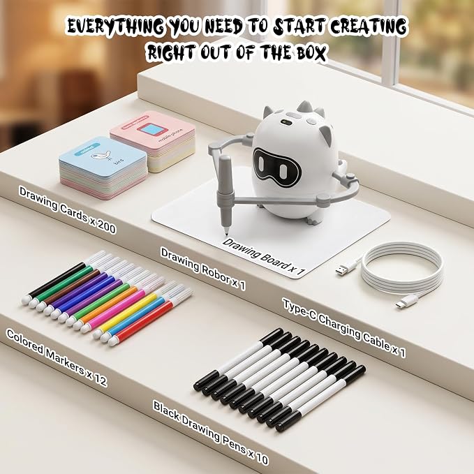 Joso Drawing Robot Toys for 3-8 Year Old Kids with 200 Cards & 22 Pens | Montessori Painting Learning Toys with Smart Card Scanning Recognition & Voice Interactive for Boys Girls Birthday Party - Image 8