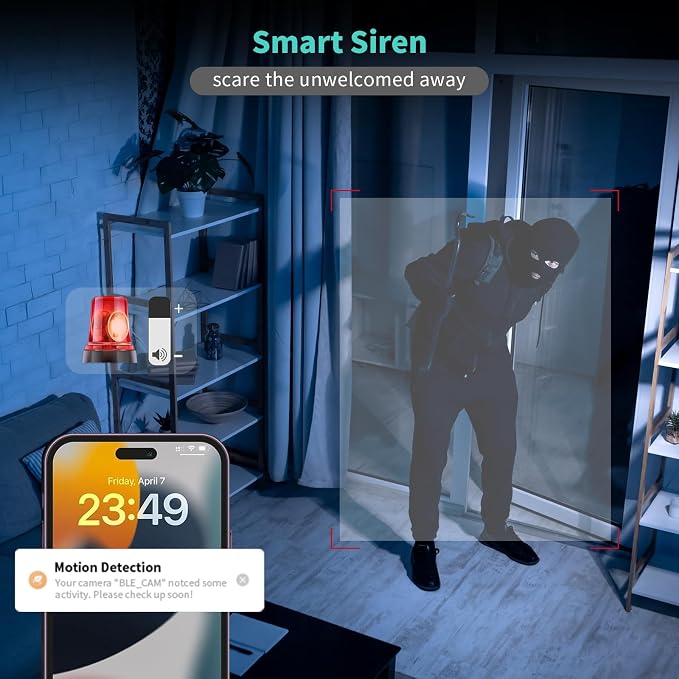 Alaga 3K Indoor Security Camera,5G and 2.4G WiFi,360° Pan and Tilt,AI Human Pet MotionDetection,Night Vision,Two-Way Audio,Compatible with Alexa & Google Assistant,Free 64G SD Card - Image 7