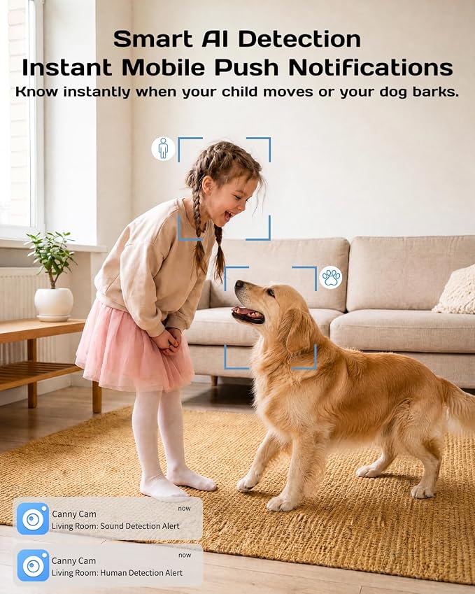 VIMTAG 4K 8MP Pan/Tilt Pet Camera Indoor with Phone App for Dog/Cat/Baby/Nanny/Home Security, Motion Tracking, Night Vision, 2-Way Audio, AI Detection, 5G/2.4GHz WiFi, Cloud & SD Card, Works w/Alexa - Image 5