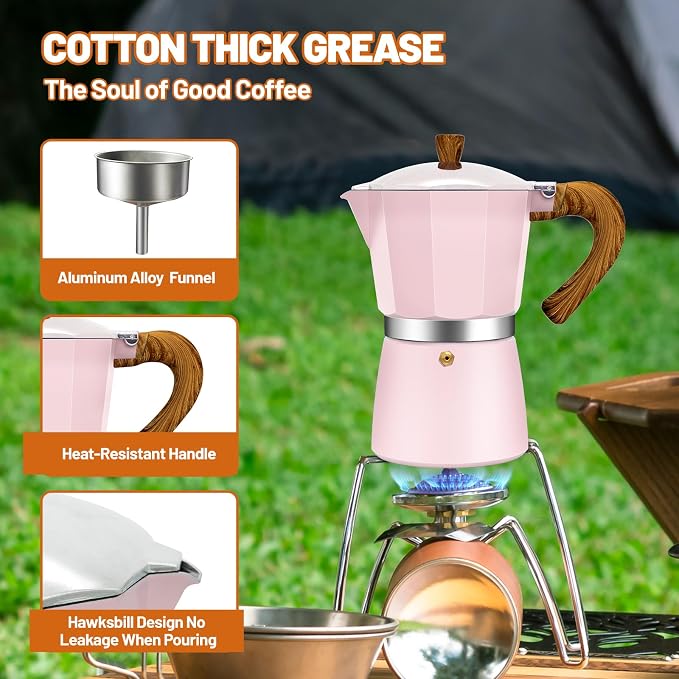 9 Cup Aluminum Espresso Stovetop Moka Pot Express Coffee Maker Percolator Italian Classic Mocha Coffee Machine for Italian and Cuban Cafe Brewing for Home & Camping 450ml 15oz - Image 5