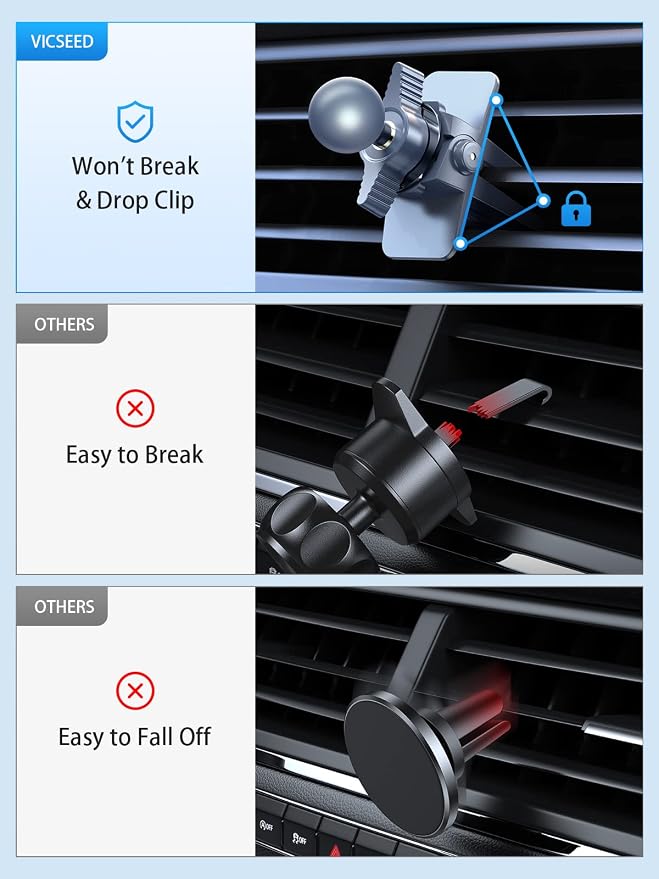 VICSEED for MagSafe Car Mount [Upgraded Strongest Magnet Power] Magnetic Phone Holder for Car Vent 360 Adjustable Magnetic Car Phone Holder Mount for iPhone 16 Pro Max 15 14 13 12 Plus Mini - Image 6