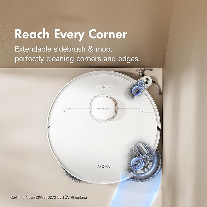 MOVA P10 Pro Ultra Robot Vacuum and Mop 13,000Pa Suction, 140°F Hot Water Auto Mop Washing & Drying, Dual Spinning Extenable Mop,10.5mm Lifting for Carpet, 360°Obstacle Avoidance, App Control - Image 3