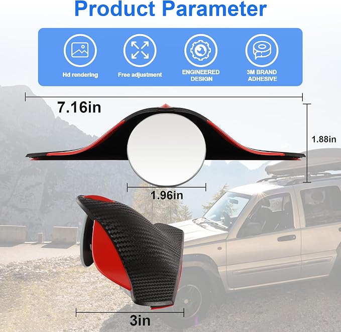 LivTee Car Blind Spot Mirror with Side Mirror Rain Guard 2 Pack, Carbon Fiber 2-in-1 Rear View Rain Mirror Covers, 360 Drgree Adjustable Convex Mirror, Automotive Exterior Accessories - Image 2