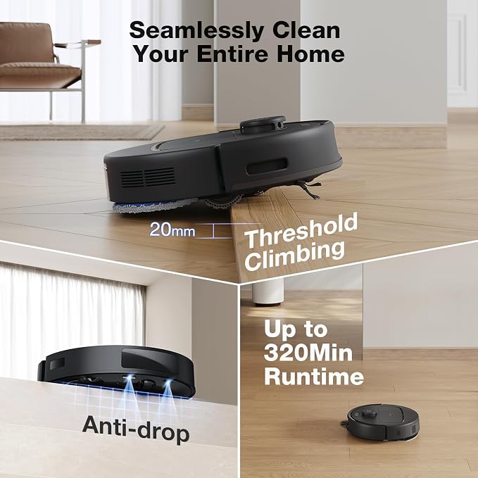 ECOVACS DEEBOT N30 Omni Care Robot Vacuum and Mop, 10000Pa Suction, TruEdge Adaptive Edge Mopping, ZeroTangle 2.0 Technology, Hot Air-Drying, Self-Emptying, Auto-Lift Mopping, Obstacle Avoidance - Image 8