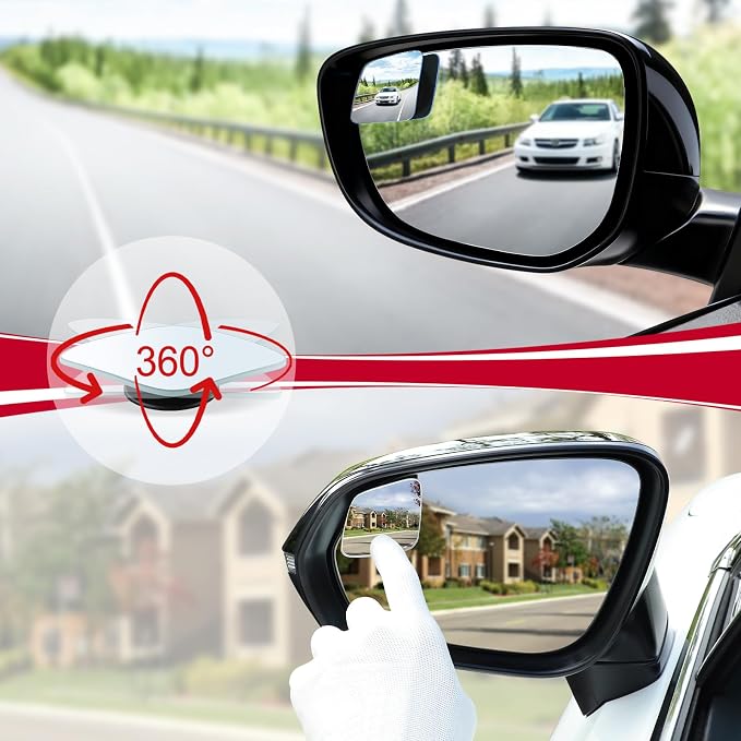 LivTee Blind Spot Mirror，Rhombus Shaped HD Glass Frameless Convex Rear View Mirror with wide angle Adjustable Stick for Cars SUV and Trucks, Pack of 2 - Image 5