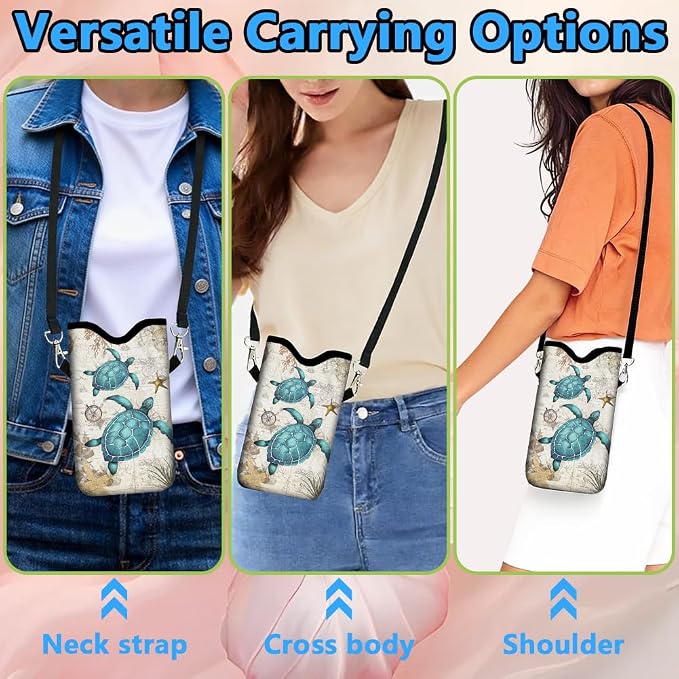 Neoprene Phone Sleeve Pouch with Adjustable Strap Neck Lanyard Fits Most Smartphones 7.1 x 3.9 Inch Phone Crossbody Sleeve Sea Turtle Waterproof Carrying Cellphone Case Bag for Women Men - Image 5